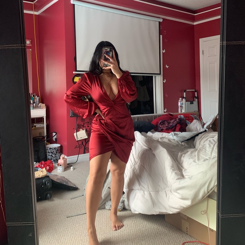 red satin fashion nova dress